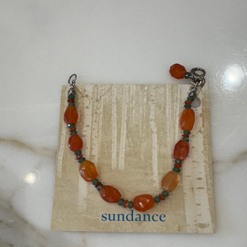 Sundance Catalog Oval Faceted Carnelian & Green Aventurinesterling Silver!! New